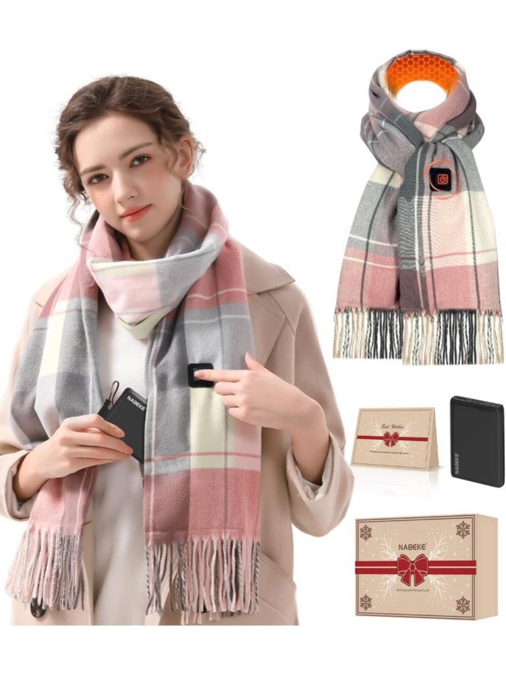 Rechargeable Heated Scarf for Women - Electric Neck Warmer, 3 Heat Levels, Cold